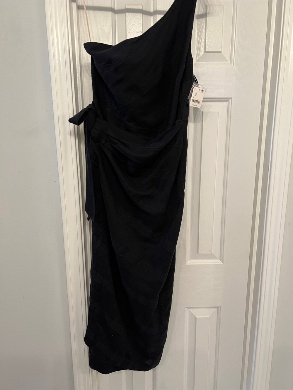 Free People NWT One-Shoulder Black Wrap Midi Dress